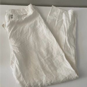 Sarah Pacini White Ramie Trousers Pants vacation beach